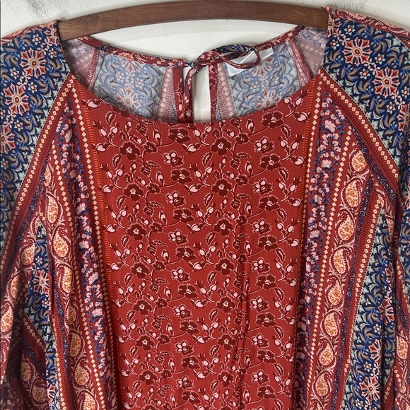 J JILL Paisley Floral Print Bateau Neck 3/4 Sleeve Boho Blouse Size Large - Picture 3 of 13